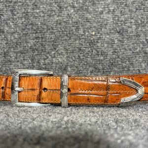 Onyx by Brighton Leather Belt Mens Size 34 Brown Animal Print Silver Hardware
